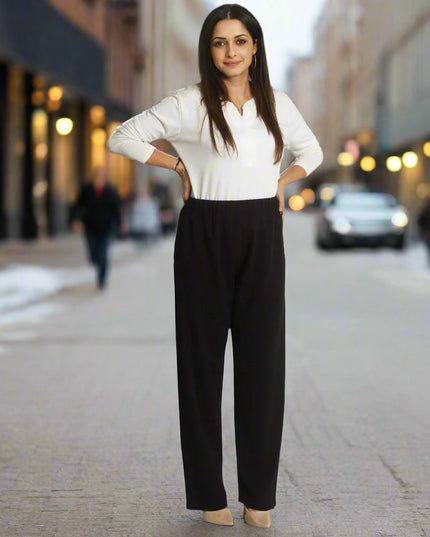 Μαύρο Γυναικείο Παντελόνι με Λάστιχο στη Μέση