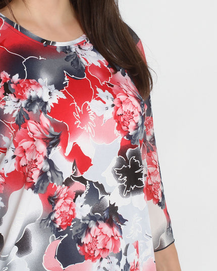 Maxi τουνίκ - Όμορφο σχέδιο με λουλούδια - XL, 2XL, 3XL, 4XL - Όλες οι εποχές