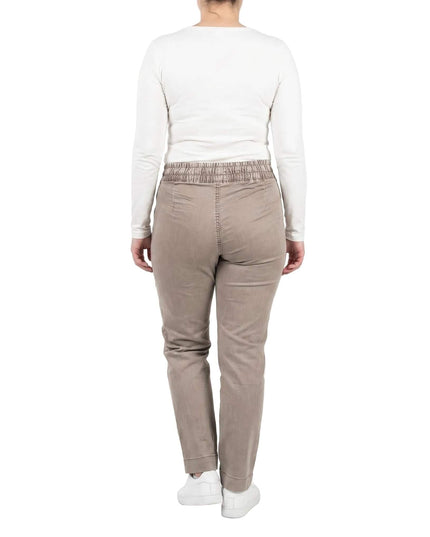 Μπεζ γυναικείο τζιν σε ίσια γραμμή μεγάλα μεγέθη