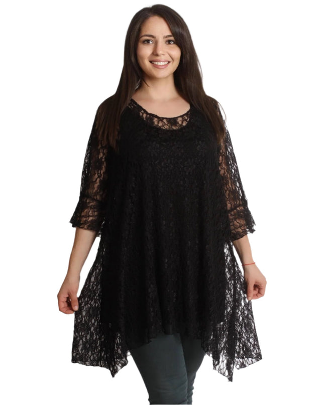 Επίσημη μακριά τουνίκ με όμορφη δαντέλα - Εκλεπτυσμένη εμφάνιση για κάθε περίσταση - Όλες οι εποχές