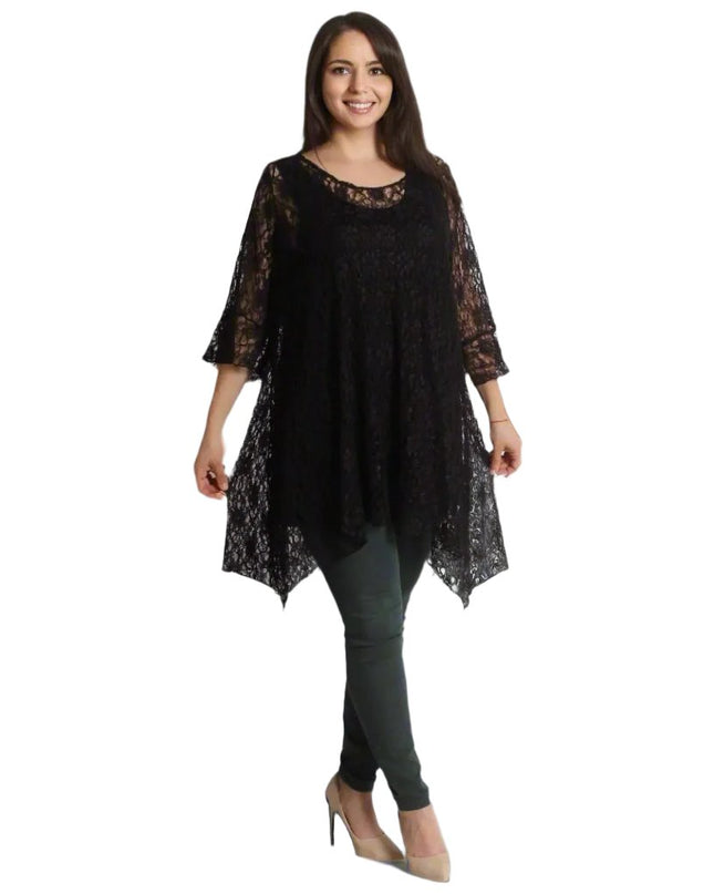 Επίσημη μακριά τουνίκ με όμορφη δαντέλα - Εκλεπτυσμένη εμφάνιση για κάθε περίσταση - Όλες οι εποχές