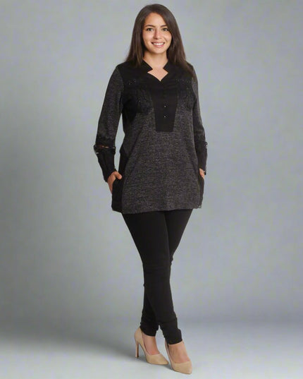 Официална туника с ефектни ръкави - Модел с джобчета - Maxi Market