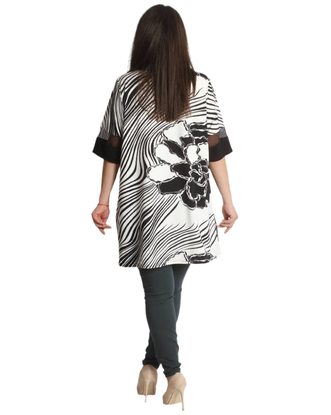 Επίσημη Τουνίκ με Λουλουδάτο Σχέδιο - 4XL, 5XL - Ασύμμετρη Γραμμή