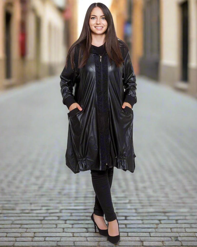 Κομψή Μαύρη Ζακέτα- Επίσημη - Φερμουάρ - Με Τσέπες - Φθινόπωρο-Χειμώνας