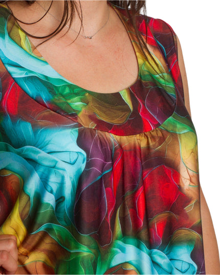 Пъстра рокля с разкроена кройка в големи размери - Maxi Market