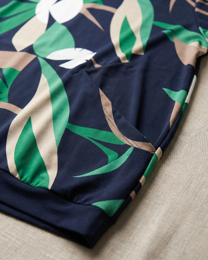 Σκούρο μπλε ριχτή καλοκαιρινή τουνίκ με τσέπες σε μεγάλα μεγέθη