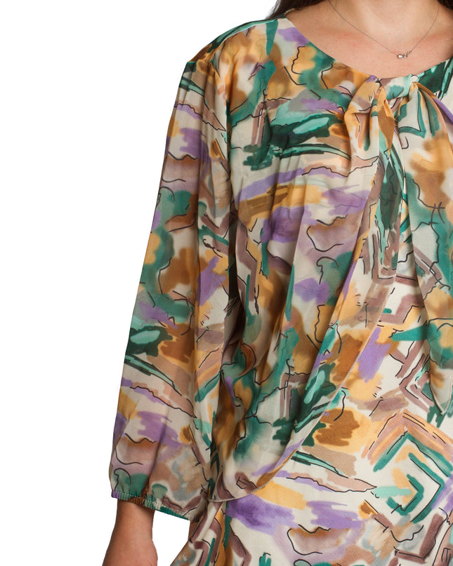 Επίσημη Τουνίκ με Πολύχρωμο Σιφόν και 3/4 Μανίκια