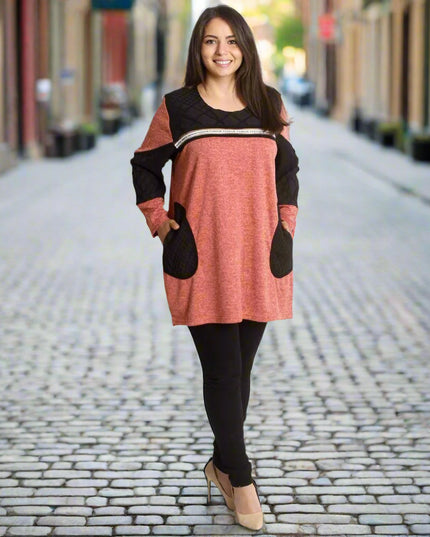 Στιλάτη Τουνίκ με Τσέπες σε κοραλί χρώμα