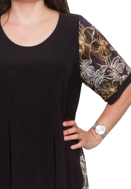 Γυναικεία Τουνίκ Plus-Size Μαύρ-Άνοιξη-Καλοκαίρι