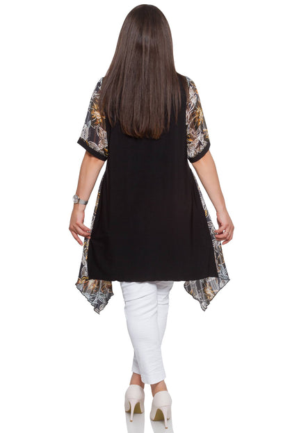 Γυναικεία Τουνίκ Plus-Size Μαύρ-Άνοιξη-Καλοκαίρι