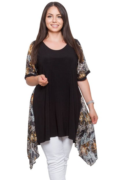 Γυναικεία Τουνίκ Plus-Size Μαύρ-Άνοιξη-Καλοκαίρι