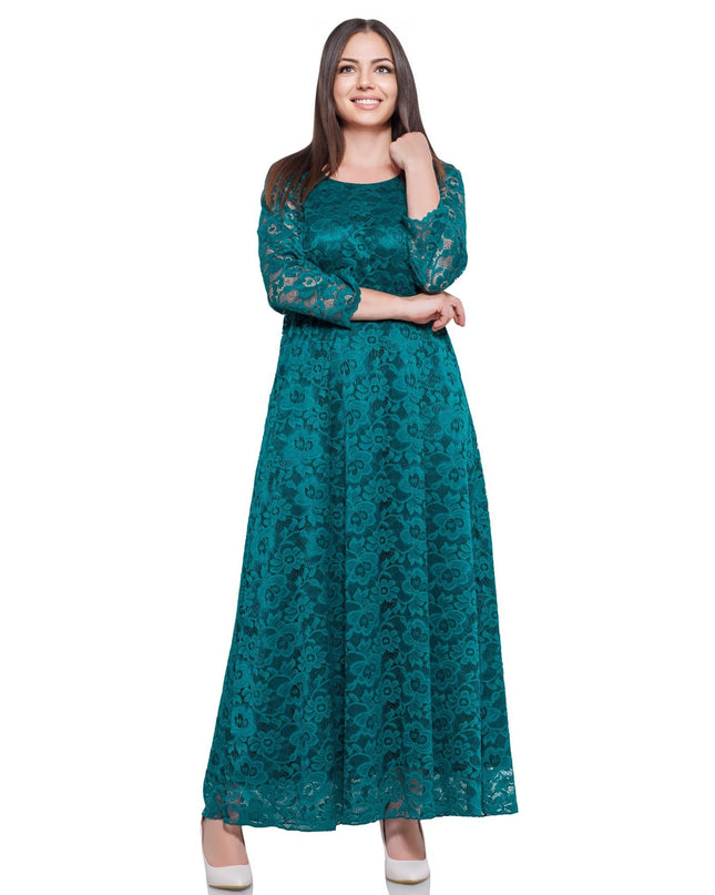 Φόρεμα δαντελα Πράσινο - Επίσημο - Μεγάλα Μεγέθη-Άνοιξη-Καλοκαίρι