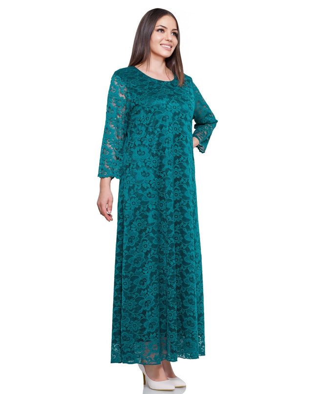 Φόρεμα δαντελα Πράσινο - Επίσημο - Μεγάλα Μεγέθη-Άνοιξη-Καλοκαίρι