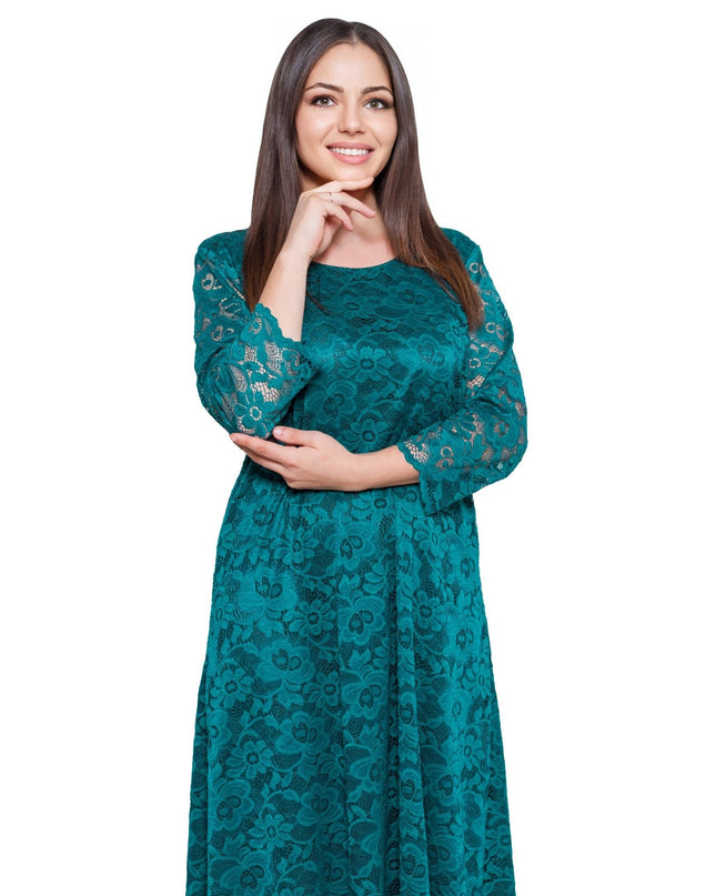 Φόρεμα δαντελα Πράσινο - Επίσημο - Μεγάλα Μεγέθη-Άνοιξη-Καλοκαίρι