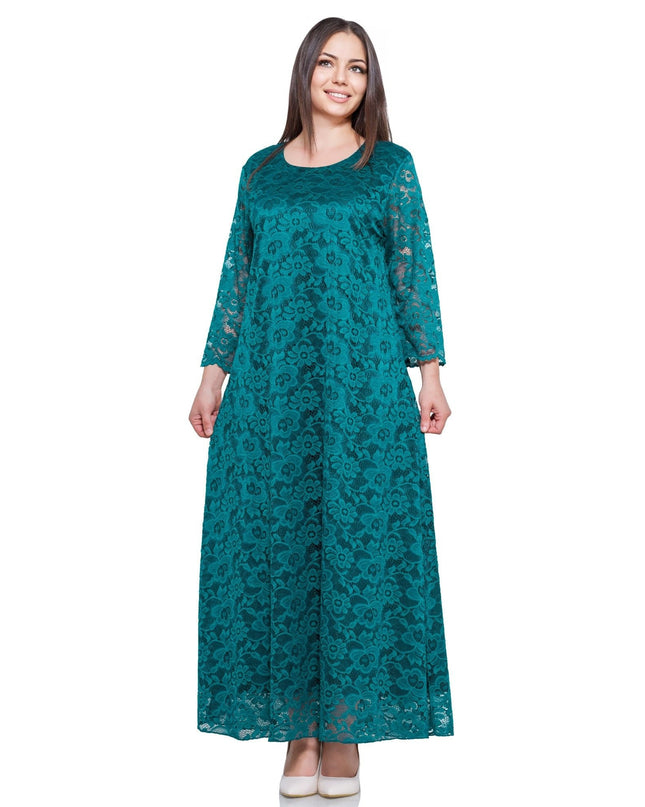 Φόρεμα δαντελα Πράσινο - Επίσημο - Μεγάλα Μεγέθη-Άνοιξη-Καλοκαίρι