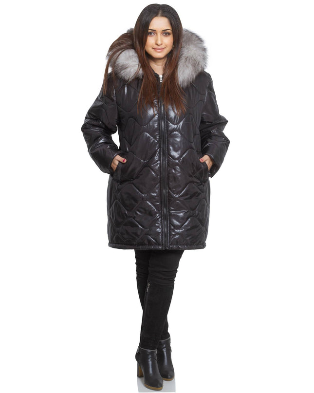 Κομψό Μαύρο Μπουφάν Plus Size - Φερμουάρ -καπιτονε - Επίσημο - Φθινόπωρο-Χειμώνας