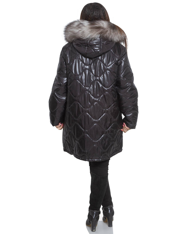 Κομψό Μαύρο Μπουφάν Plus Size - Φερμουάρ -καπιτονε - Επίσημο - Φθινόπωρο-Χειμώνας